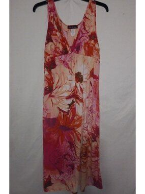 Born in America L Orange Pink Floral Maxi Dress